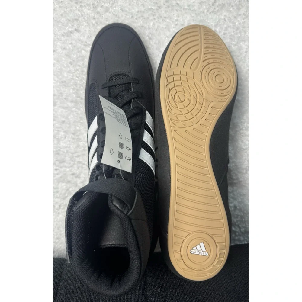 Adidas HVC 2 Black Wrestling Combat Shoes MMA Black & White - AQ3325 - Size 14.5